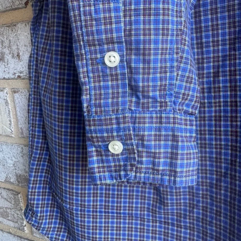 Ralph Lauren 100% Cotton Long Sleeve Button Up Plaid Shirt Boys Size 5
